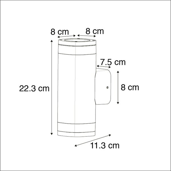 Zewnetrzna Nowoczesny Kinkiet / Lampa scienna zewnętrzny kwadratowy 2-jasny ciemnoszary - Fox Oswietlenie zewnetrzne