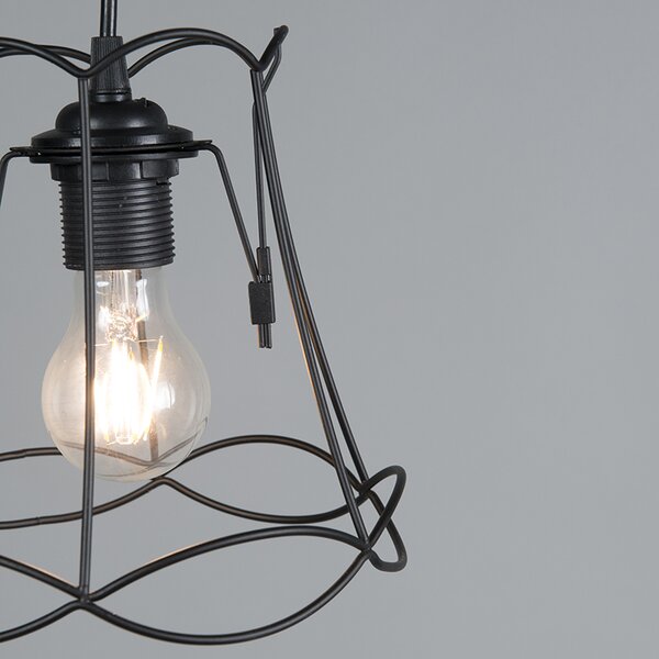 Retro lampa wisząca czarna 20 cm - Granny Frame
