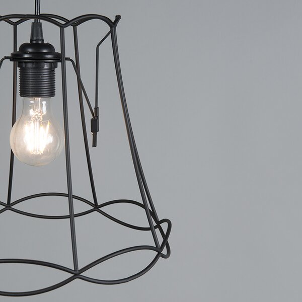 Retro lampa wisząca czarna 30 cm - Granny Frame