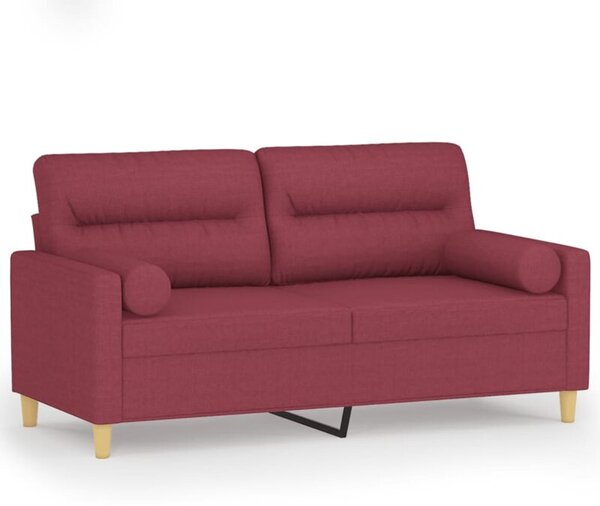 Sofa 2-osobowa z poduszkami, winna czerwieÅ, 140 cm, tkanina