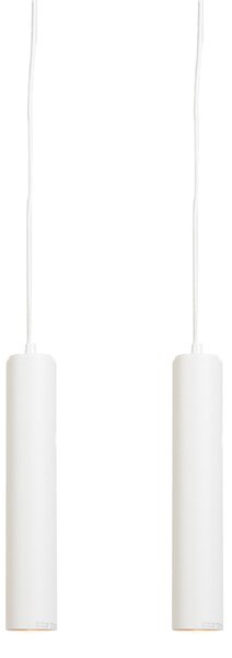 Zestaw 2 designerskich lamp wiszących w kolorze białym - Tuba mała Oswietlenie wewnetrzne
