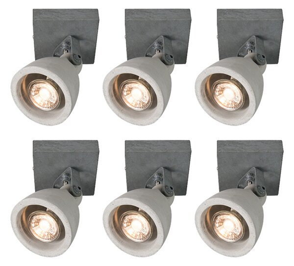 Zestaw 6 x industrialny Reflektorek / Spot / Spotow beton - Creto Oswietlenie wewnetrzne