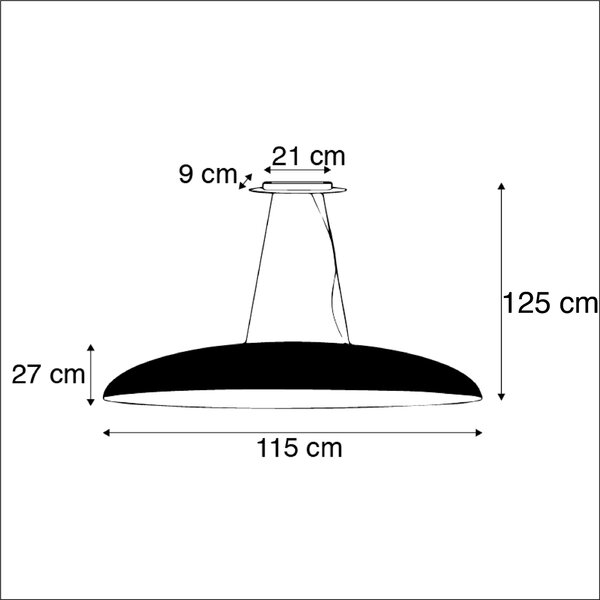 Przemysłowa lampa wisząca czarna ze złotem 115 cm - Magna Oswietlenie wewnetrzne