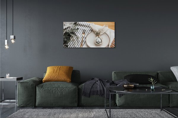 Duży obraz na płótnie Talerz z Kwiatami i Jajkiem