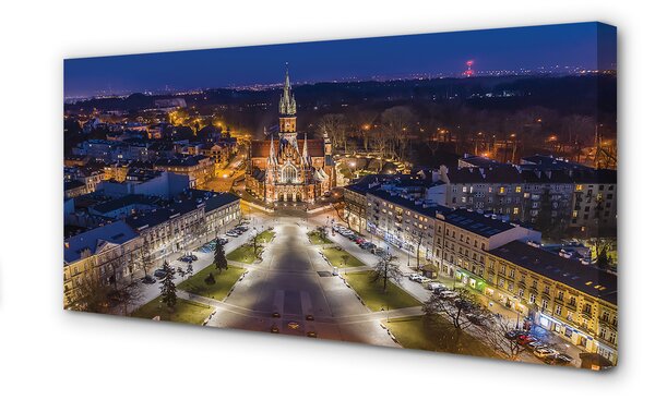 Obraz na płótnie Nocny Widok na Kościół Mariacki