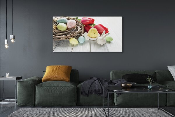 Obraz canvas na ścianę Jajka i Tulipany