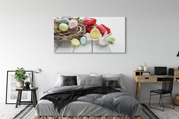 Obraz canvas na ścianę Jajka i Tulipany