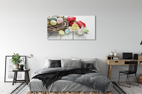 Obraz canvas na ścianę Jajka i Tulipany