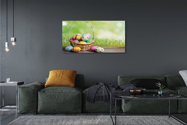 Obraz canvas na ścianę Koszyk z Jajkami na Łące