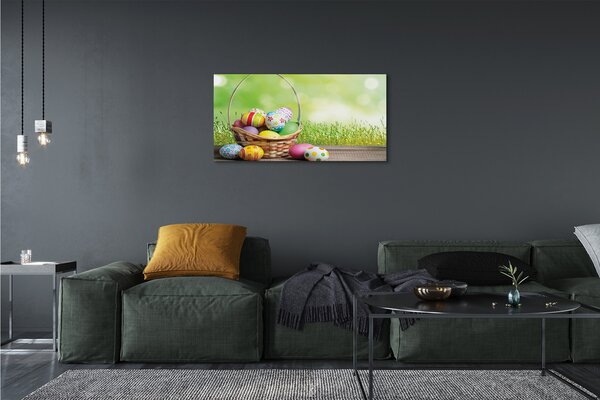 Obraz canvas na ścianę Koszyk z Jajkami na Łące