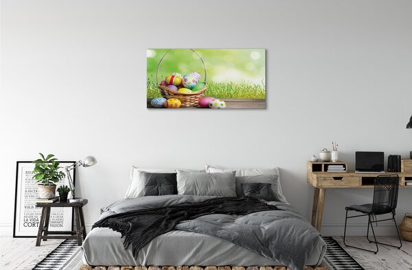 Obraz canvas na ścianę Koszyk z Jajkami na Łące