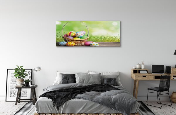 Obraz canvas na ścianę Koszyk z Jajkami na Łące