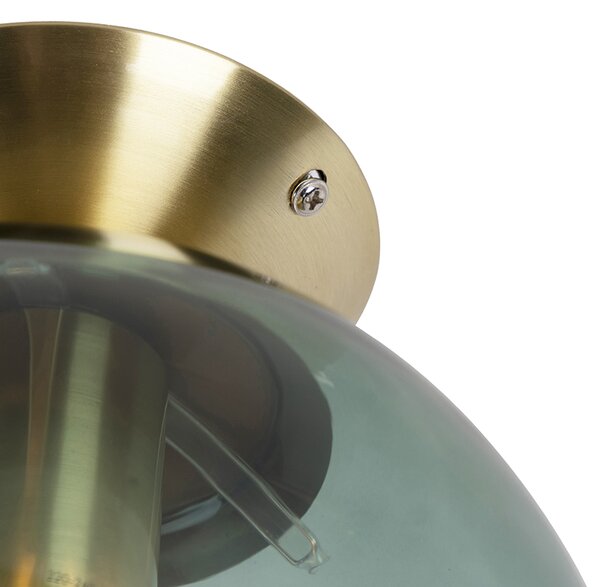 Lampa sufitowa w stylu art deco mosiądz z zielonym szkłem - Pallon Oswietlenie wewnetrzne
