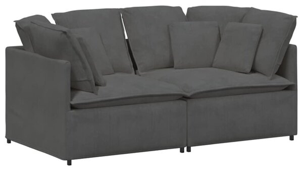 Sofa moduÅowa z poduszkami tkanina sztruksowa ciemnoszara