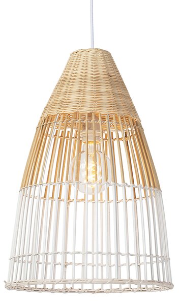 Wiejska lampa wisząca bambusowo-biała - Bambus Oswietlenie wewnetrzne