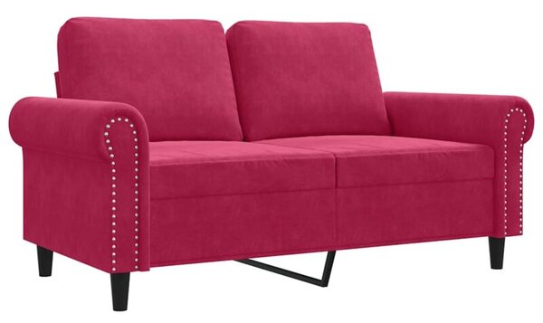 Sofa 2-osobowa, winna czerwieÅ, 120 cm, tapicerowana aksamitem