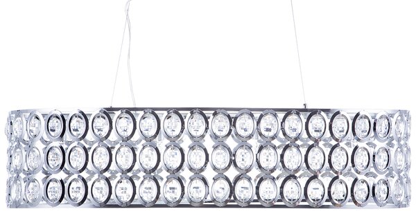 Lampa wisząca srebrna wysoki połysk z kryształkami metalowa 133 cm Tenna Beliani