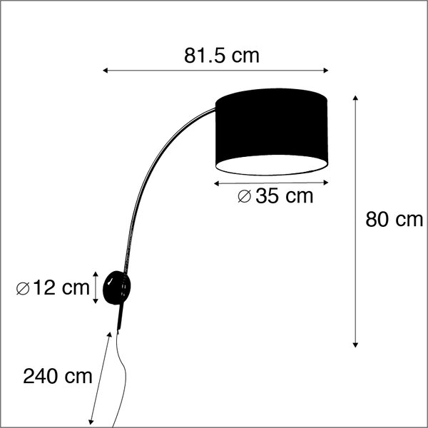 Lampa ścienna łukowa stalowa z kloszem zielonym 35/35/20 regulowana