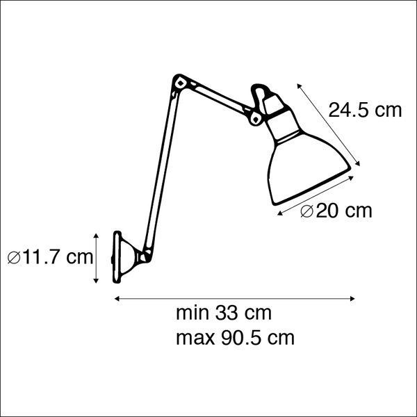 Industrialna lampa ścienna czarna regulowana - Wye