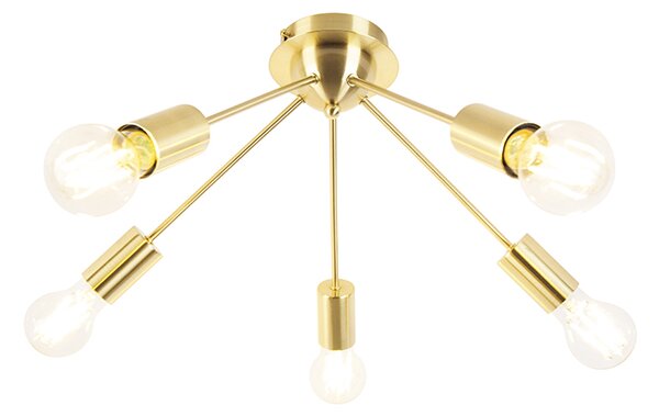 Lampa sufitowa art deco złota 5-punktowa -Facil Oswietlenie wewnetrzne