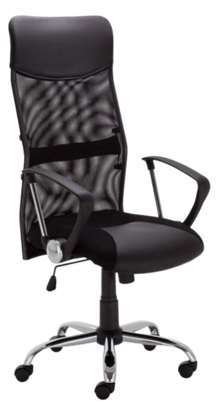 Fotel Plus czarny, biurowy, obrotowy z siatlowym oparciem, ekonomiczny