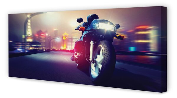 Duży obraz na płótnie Motocykl pod Miejskim Niebem