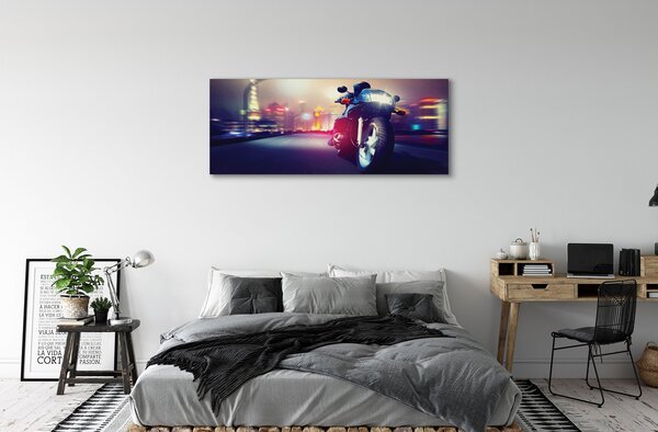 Duży obraz na płótnie Motocykl pod Miejskim Niebem
