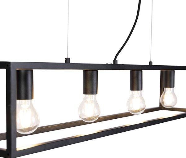 Inteligentna lampa wisząca industrialna czarna z 4 żarówkami Wi-Fi A60 - Cage
