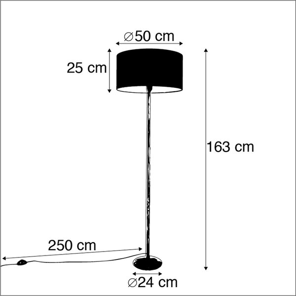 Lampa podłogowa szara klosz czarny 50cm - Simplo Oswietlenie wewnetrzne