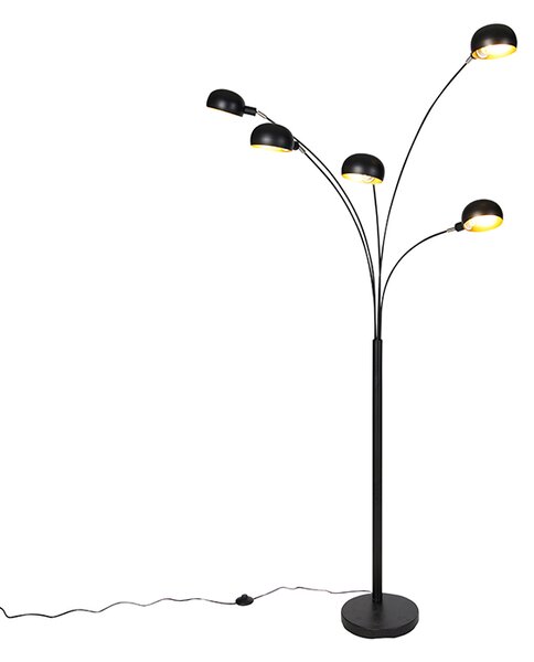 Designerska lampa podłogowa czarna 5-źródeł światła - Sixties Oswietlenie wewnetrzne