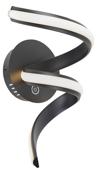 Designerski Kinkiet / Lampa scienna czarny 3-stopniowy dotykowy ściemniacz LED - Twisted Oswietlenie wewnetrzne