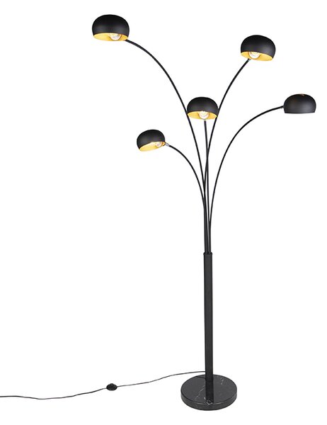 Designerska lampa podłogowa czarna 5-światłowa - Sixties Marmo Oswietlenie wewnetrzne