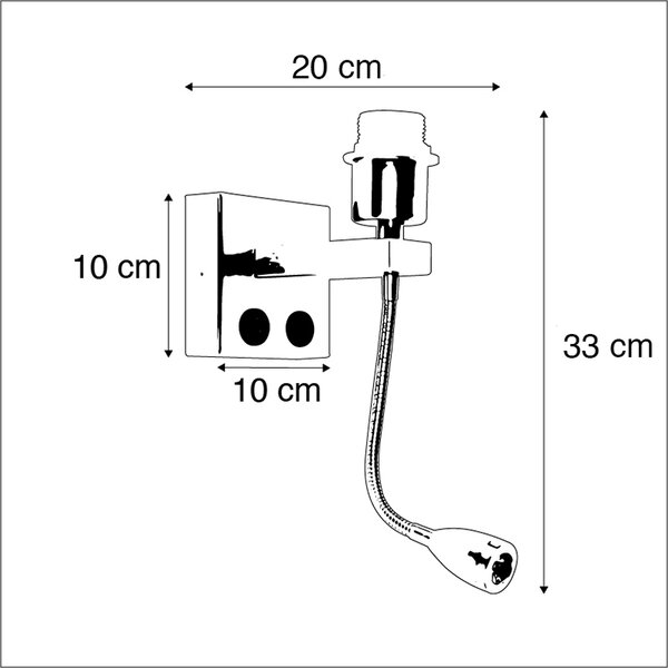 Nowoczesny Kinkiet / Lampa scienna złoty z elastycznym ramieniem USB - Brescia Combi Oswietlenie wewnetrzne