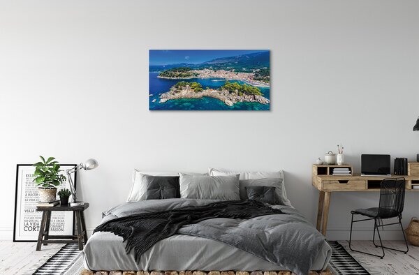 Obraz na płótnie Panorama Greckiego Miasta Portowego