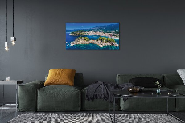Obraz na płótnie Panorama Greckiego Miasta Portowego