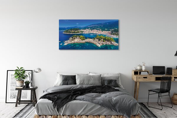 Obraz na płótnie Panorama Greckiego Miasta Portowego