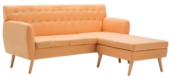 Sofa z leÅ¼ankÄ , obita tkaninÄ , 171,5x138x81,5 cm, pomaraÅczowa
