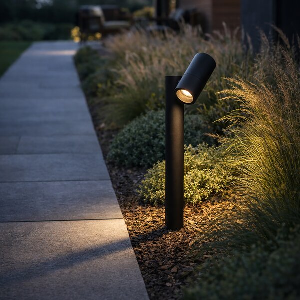 Stojąca lampa zewnętrzna czarna 50 cm regulowana - Duo