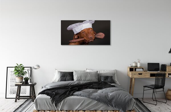 Obraz canvas na ścianę Pies w Czapce Kucharskiej