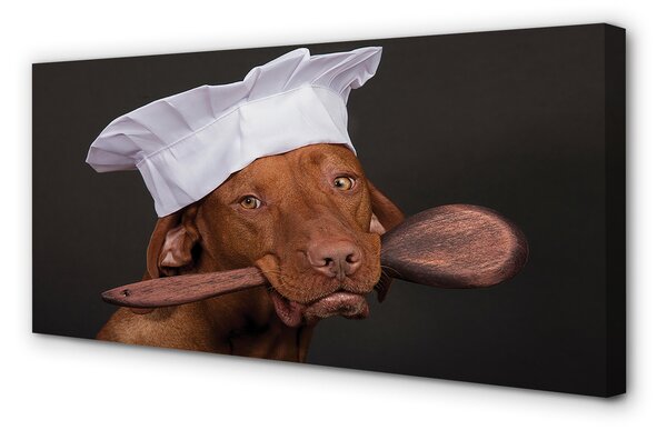 Obraz canvas na ścianę Pies w Czapce Kucharskiej