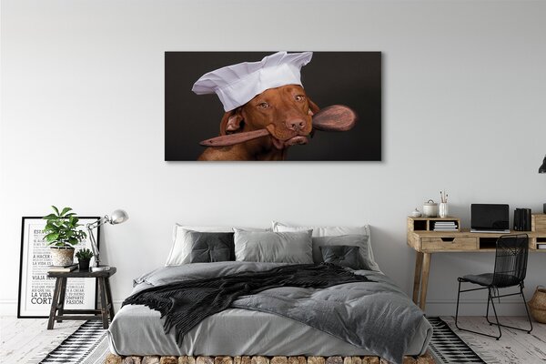 Obraz canvas na ścianę Pies w Czapce Kucharskiej