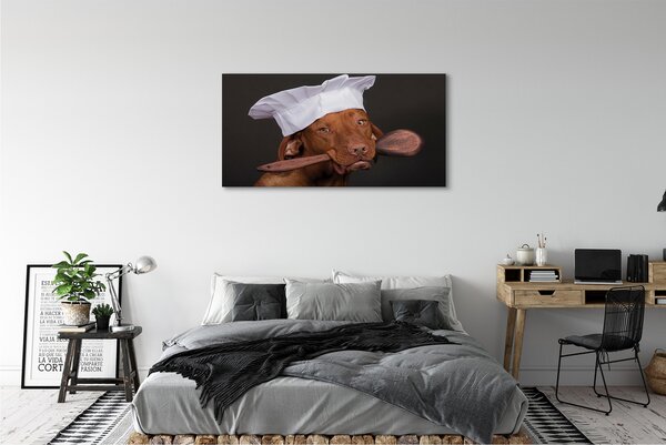 Obraz canvas na ścianę Pies w Czapce Kucharskiej