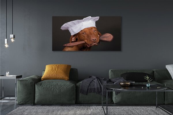 Obraz canvas na ścianę Pies w Czapce Kucharskiej