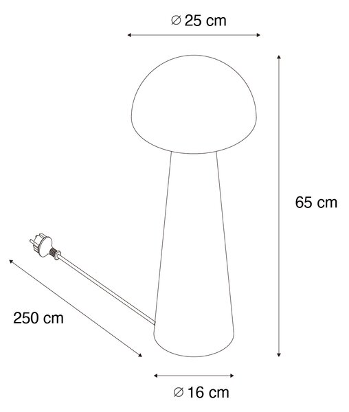 Zewnetrzna Zewnętrzna lampa podłogowa czarna 65 cm - Grzyb Oswietlenie zewnetrzne