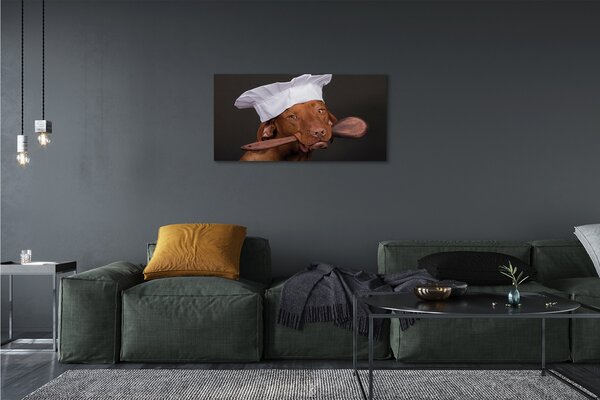 Obraz canvas na ścianę Pies w Czapce Kucharskiej