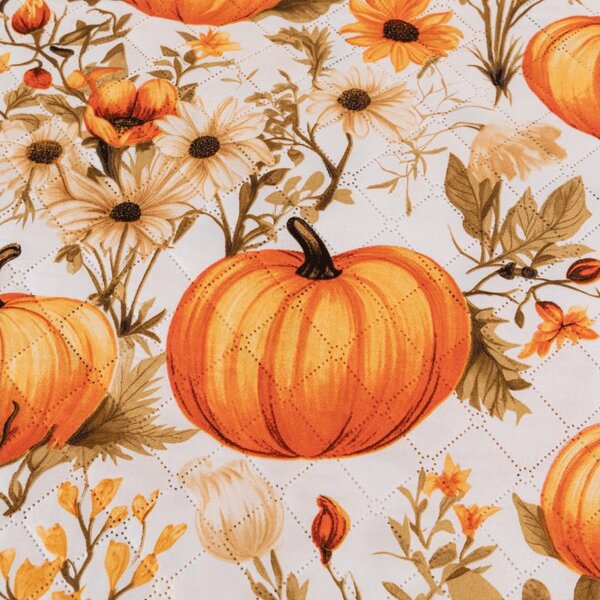 Narzuta na łóżko FLOWERS AND PUMPKINS, pomarańczowy Rozmiar: 170 x 210 cm