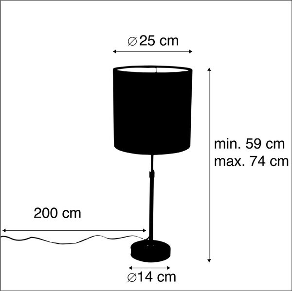 Lampa stołowa regulowana czarna klosz welurowy szarobrązowy 25cm - Parte Oswietlenie wewnetrzne