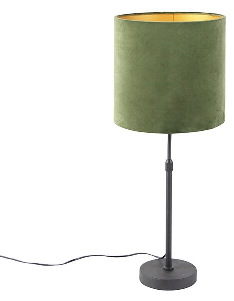 Lampa stołowa regulowana czarna klosz welurowy zielony 25cm - Parte Oswietlenie wewnetrzne
