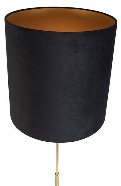Lampa podłogowa złota/mosiężna z czarnym aksamitnym kloszem 40/40 cm - Parte