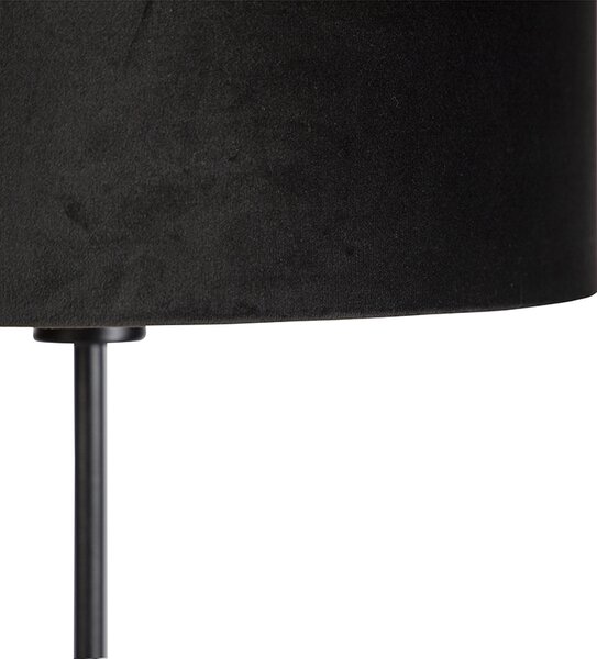 Lampa stojąca czarna z abażurem z czarnego weluru ze złotym wnętrzem 35 cm - Parte